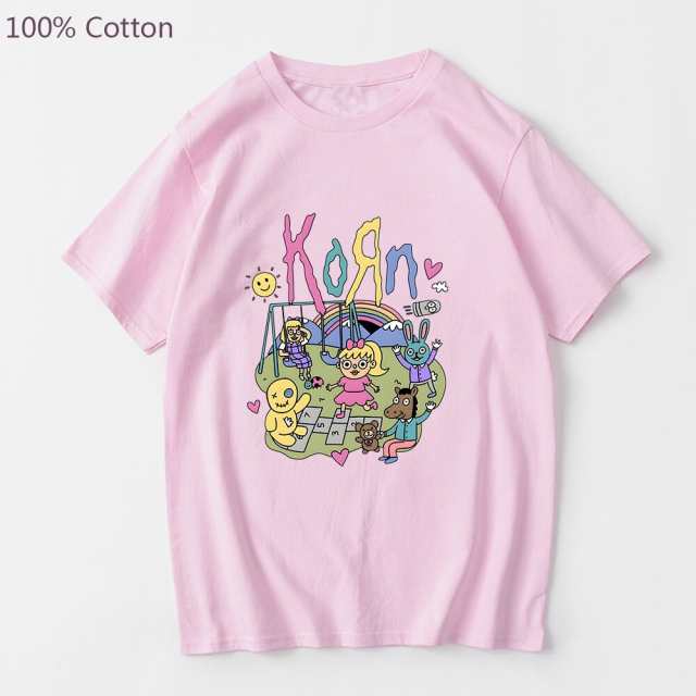 KoRn 半袖Tシャツ カートゥーンデザイン コットン素材 表